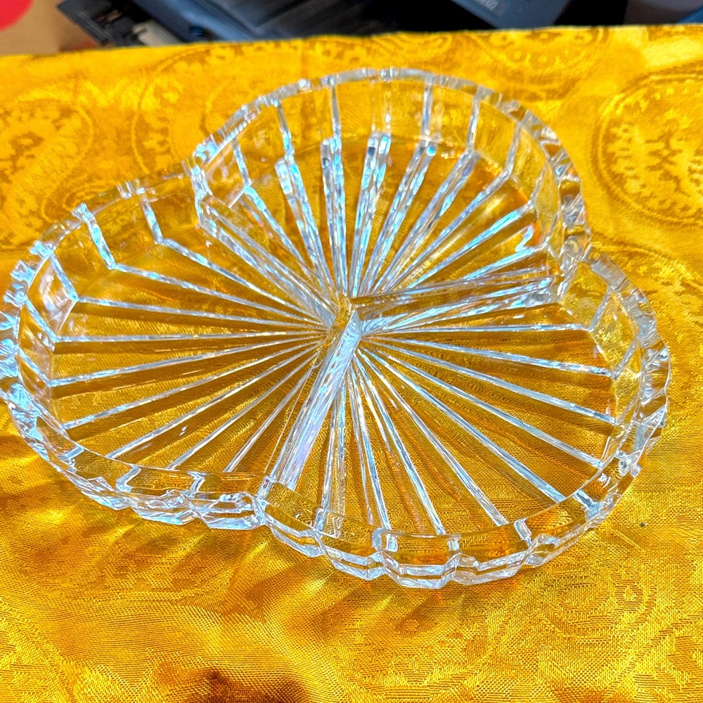 Vintage Lead Crystal Relish Dish